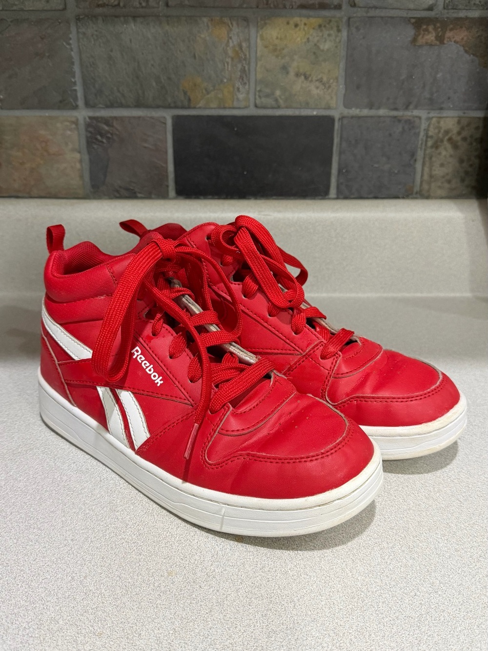Reebok Kids' Red and White High-Top Sneakers